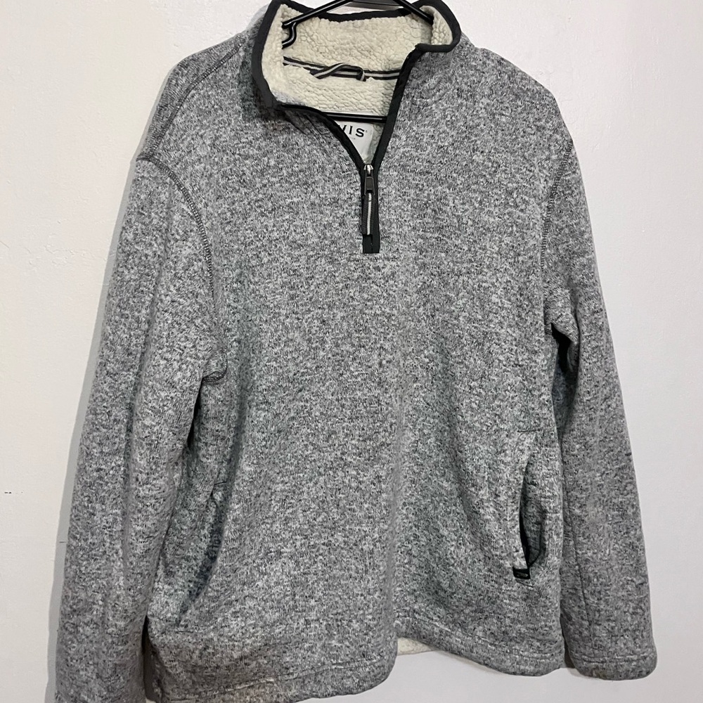 Orvis fleece lined 1/4 zip pull over sweater with pockets men’s L